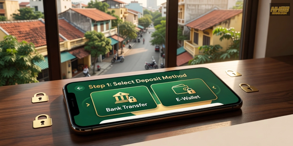 Hướng dẫn minh họa quy trình nạp tiền qua ví điện tử trên NH88