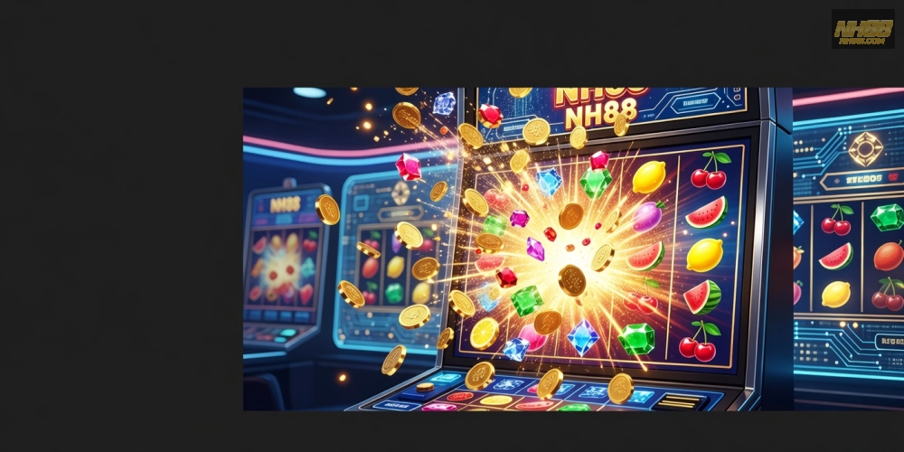 Hình minh họa khái niệm nổ hũ trên nền tảng NH88 với jackpot hấp dẫn