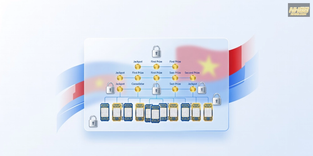Minh họa khái niệm xổ số kiến thiết nh88 với biểu đồ minh bạch và phần thưởng hấp dẫn
